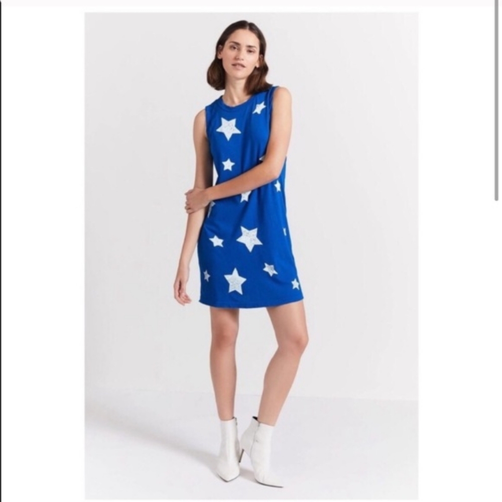 Current/Elliott The Beatnik Star Print Muscle Tank Dress Size XS Blue
